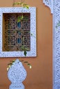 Detail of a window in  the garden and villa complex of Majorelle in Morocco Royalty Free Stock Photo