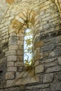 Detail window in the old church of Santiago in Roncesvalles. Navarre Spain