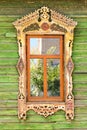 Detail of a window of a traditional wooden house in Rostov, Russia