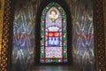 Detail of the windows of the cathedral of Lourdes