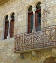 Detail of the windows of the medieval village of Ainsa Huesca. Spain Pyrinees Royalty Free Stock Photo