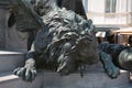 Detail of an wing lion statue on Grand Canal, Italy Royalty Free Stock Photo