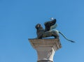 Detail of the winged lion in The St. Mark`s Square Piazza San Marco , in Venice, Italy Royalty Free Stock Photo