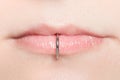 Mouth with Labret Piercing Royalty Free Stock Photo