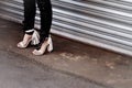Detail of Womens high heels in New York Royalty Free Stock Photo