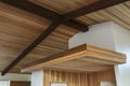 Detail of wood beam ceiling in a modern house entryway Royalty Free Stock Photo