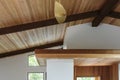 Detail of wood beam ceiling in a modern house entryway Royalty Free Stock Photo