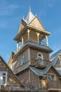 Detail of a wooden church. Building, Lithuania