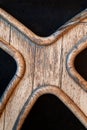 Detail of a wooden door. Close-up detail of a door window. Selective focus Royalty Free Stock Photo