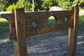detail of wooden pillory ready for punishment Royalty Free Stock Photo