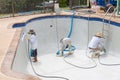 Detail work on new pool plaster Royalty Free Stock Photo