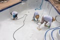 Detail work on new pool plaster