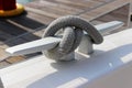 Detail yacht rope and cleat Royalty Free Stock Photo