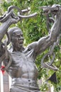 Detail of the Zambian Freedom statue in front of the government offices in downtown Lusaka, Zambia