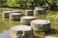 Detail of zen stone path in Japanese garden Royalty Free Stock Photo