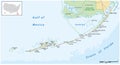 detaild florida keys road and travel vector map