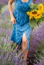 Detaile of a elegant dressed woman in a lavender Royalty Free Stock Photo