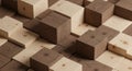 Natural wood grain interlocking cube structure Royalty Free Stock Photo