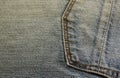 Detailed abstract texture of dark blue denim cloth. Background image of old used denim trousers fabric Royalty Free Stock Photo