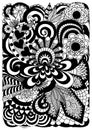 Detailed abstract zentangle flowers background