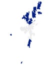 Flag in map of the Shetland Islands