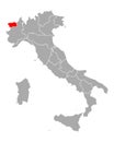 Map of Aosta Valley in Italy