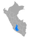 Map of Ayacucho in Peru