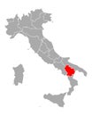 Map of Basilicata in Italy