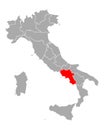 Map of Campania in Italy