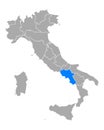 Map of Campania in Italy