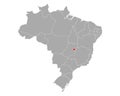 Map of Distrito Federal do Brasil in Brazil Royalty Free Stock Photo