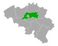 Map of Flemish Brabant in Belgium