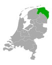 Map of Groningen in Netherlands