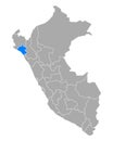 Map of Lambayeque in Peru Royalty Free Stock Photo