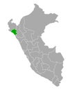 Map of Lambayeque in Peru