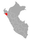 Map of Lambayeque in Peru