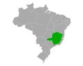 Map of Minas gerais in Brazil