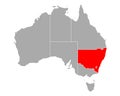 Map of New South Wales in Australia