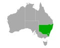 Map of New South Wales in Australia