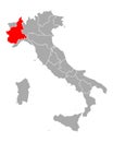 Map of Piedmont in Italy