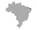 Map of Rio Grande do Norte in Brazil