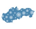 Map of Slovakia with snowflakes