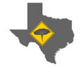 Map of Texas and traffic sign tornado warning