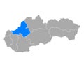 Map of Trenciansky kraj  in Slovakia Royalty Free Stock Photo