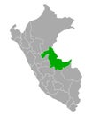 Map of Ucayali in Peru Royalty Free Stock Photo