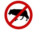 Prohibition sign for wolves on white