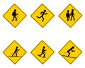 Traffic warning sign for various sports