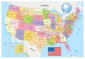 Detailed administrative map of USA with cities, towns and roads Royalty Free Stock Photo