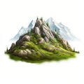 Detailed Aerial Mountain Illustration With Realistic Lighting And Grass