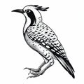 Detailed African Woodpecker Sketch Inspired By Ancient Chinese Art